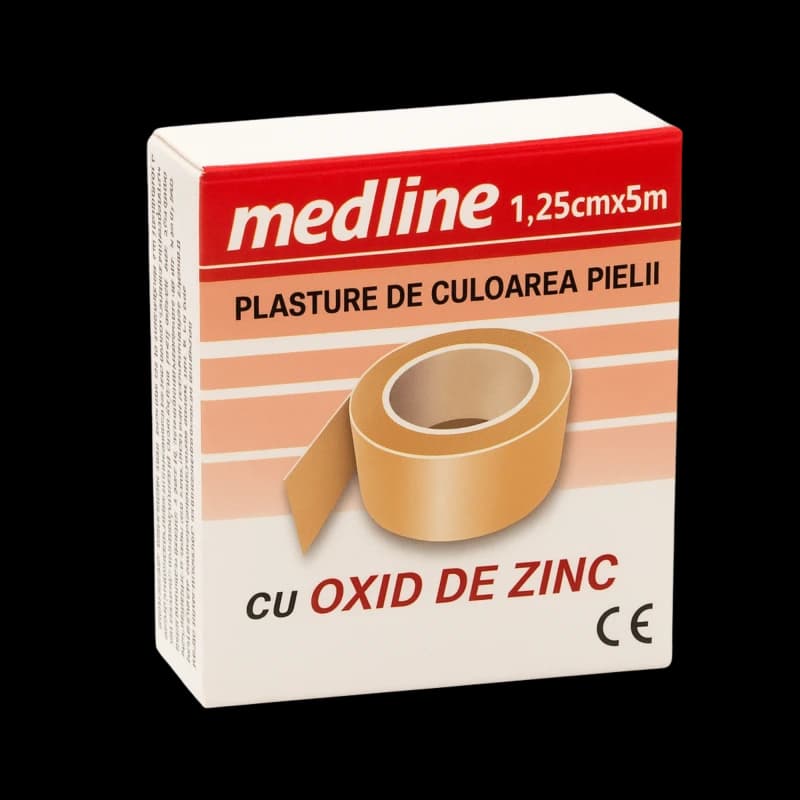Emplastru adeziv 1.25cmx5m cu oxid de zinc Medline