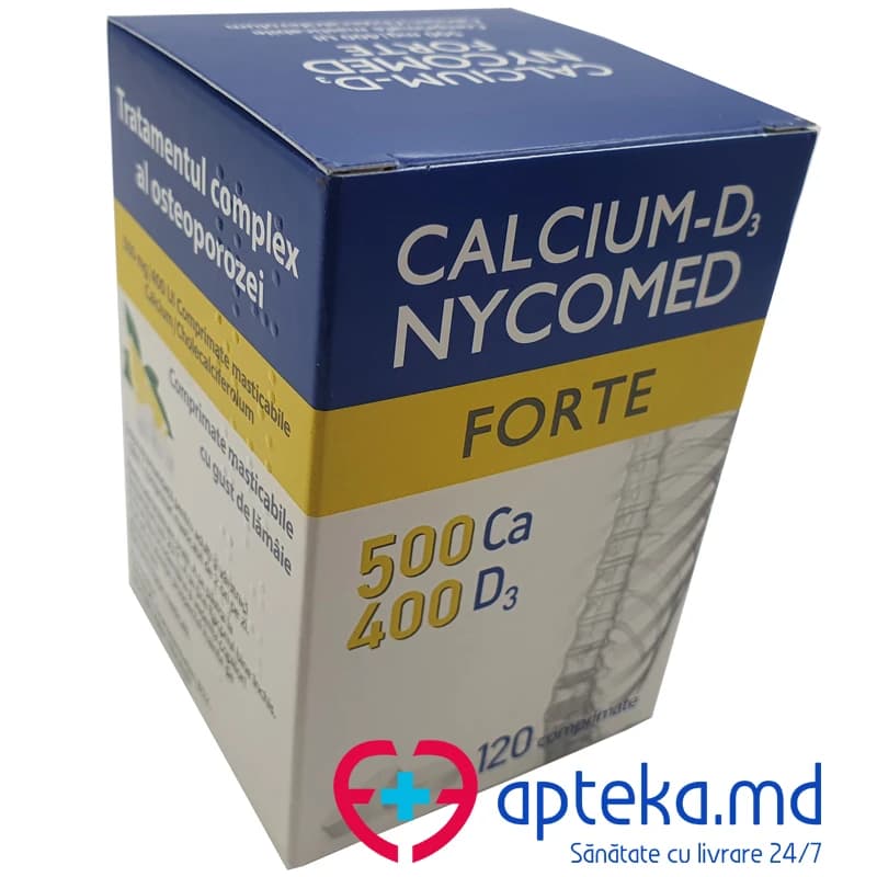 Calcium-D3 Nycomed Forte comp. masticab. 400 UI + 500 mg N120