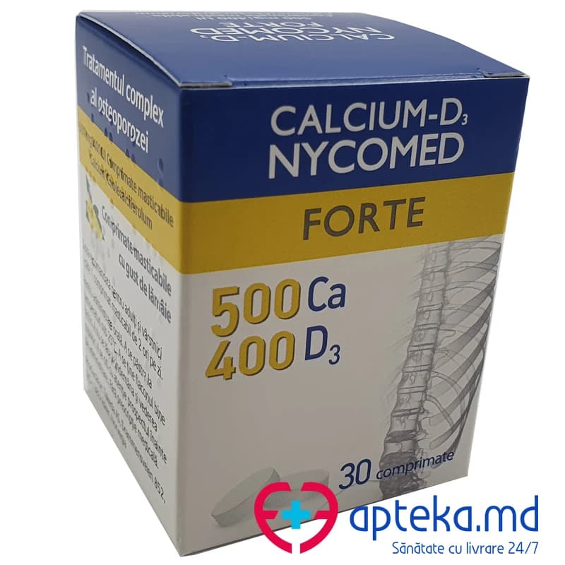 Calcium-D3 Nycomed Forte comp. masticab. 400 UI + 500 mg N30